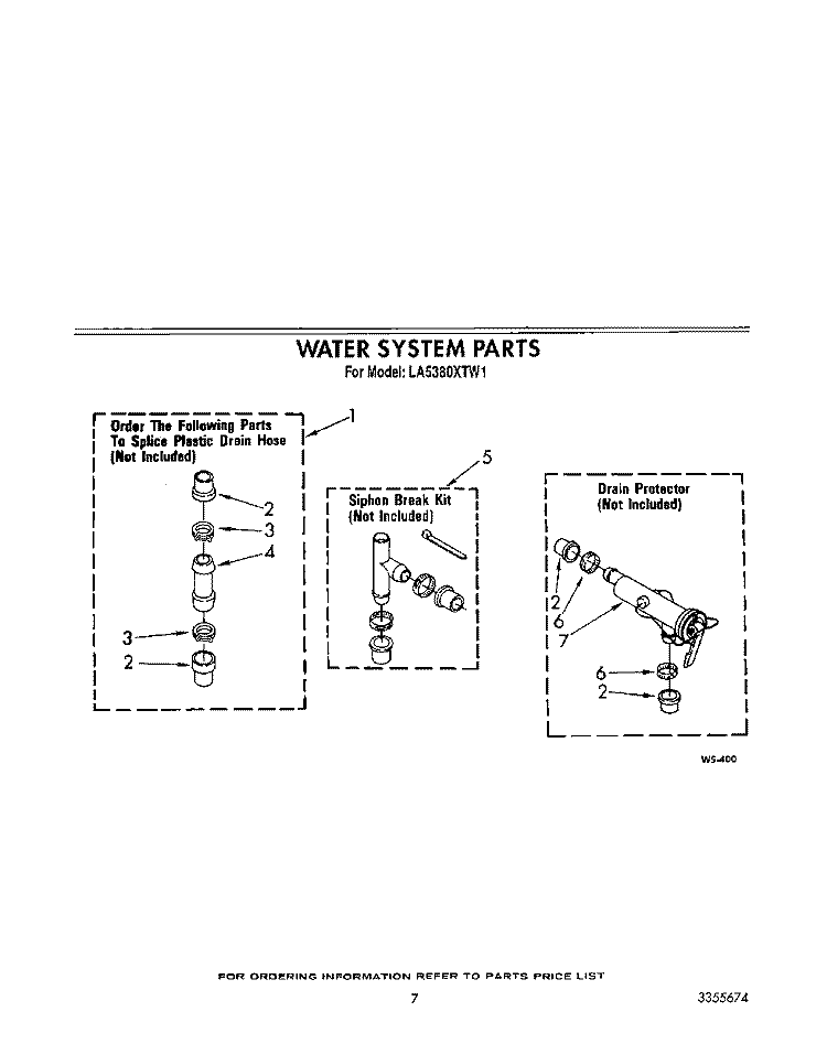 WATER SUSTEM Diagram and Parts List for LA5380XTF1  Whirlpool Washer