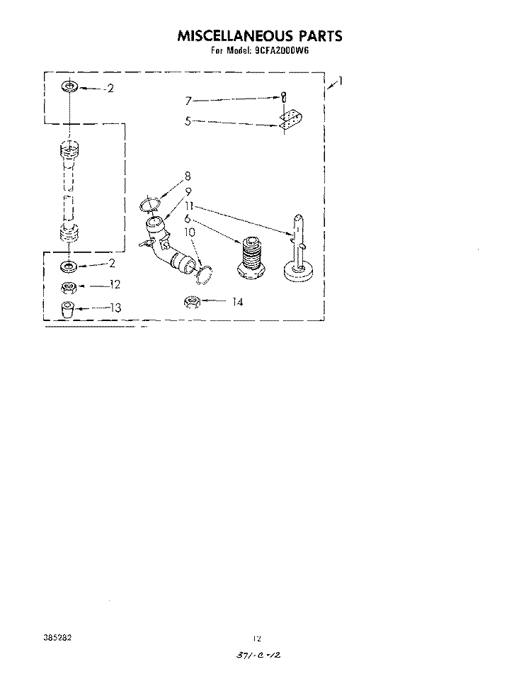 MISCELLANEOUS , LITERATURE AND OPTIONAL Diagram and Parts List for 9CFA2000W6  Whirlpool Washer