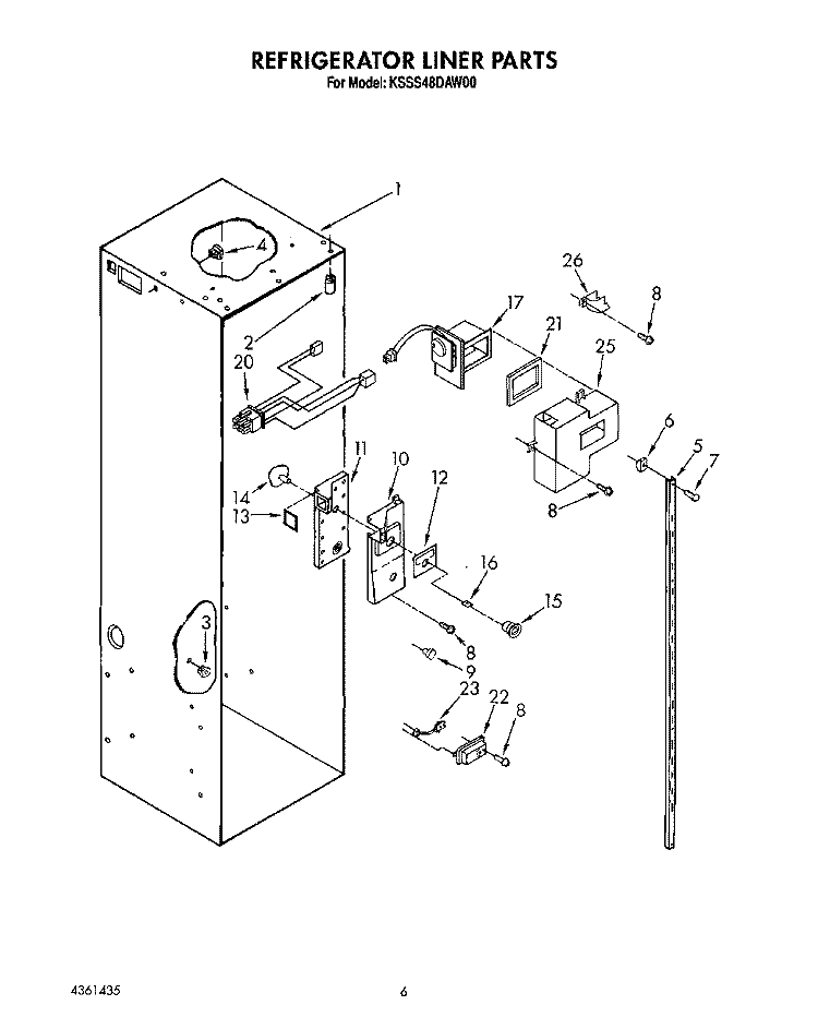 REFRIGERATOR LINER Diagram and Parts List for KSSS48DAW00  KitchenAid Refrigerator