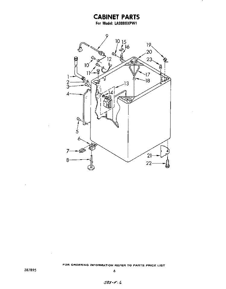 CABINET Diagram and Parts List for LA9800XPW1  Whirlpool Washer