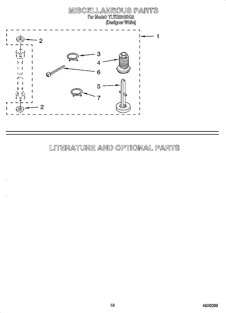 MISCELLANEOUS  PARTS Diagram and Parts List for YLTE5243DQ2  Whirlpool Washer Dryer Combo