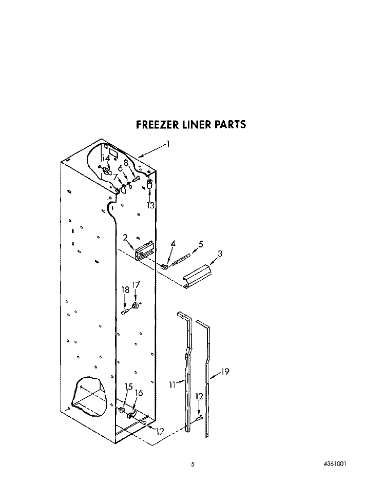 FREEZER LINER Diagram and Parts List for KSSS42MWX00  KitchenAid Refrigerator
