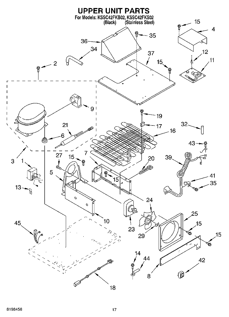 UPPER UNIT PARTS Diagram and Parts List for KSSC42FKS02  KitchenAid Refrigerator