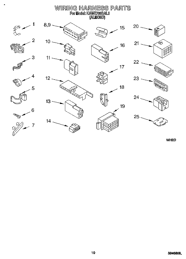 WIRING HARNESS Diagram and Parts List for KAWE768BAL1  KitchenAid Washer
