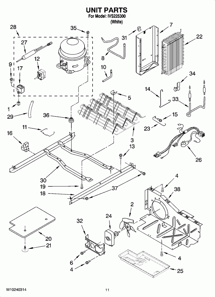 UNIT PARTS Diagram and Parts List for IVS225300  Inglis Refrigerator