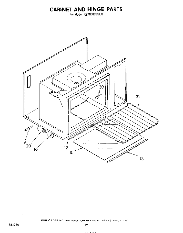 CABINET AND HINGE Diagram and Parts List for KEMI300SBL0  KitchenAid Microwave Oven Combo