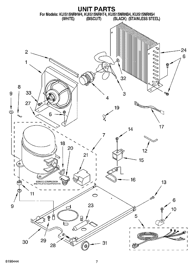 UNIT PARTS Diagram and Parts List for KUIS15NRHW4  KitchenAid Ice Maker