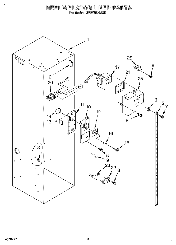 REFRIGERATOR LINER Diagram and Parts List for KSSS36DAX05  KitchenAid Refrigerator