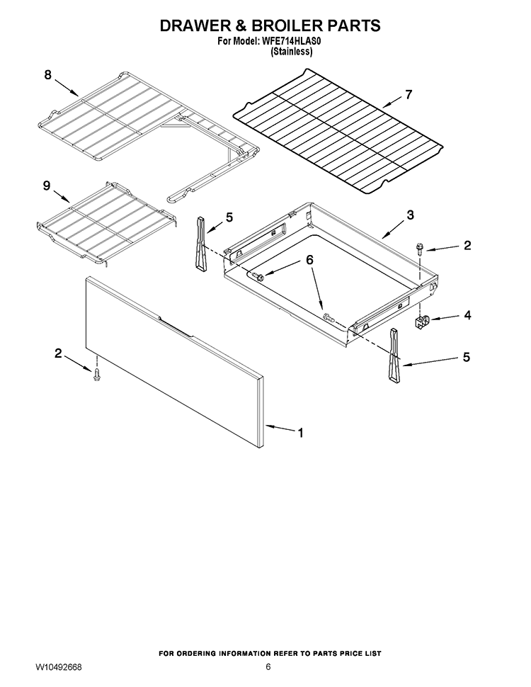 DRAWER & BROILER PARTS Diagram and Parts List for WFE714HLAS0  Whirlpool Range