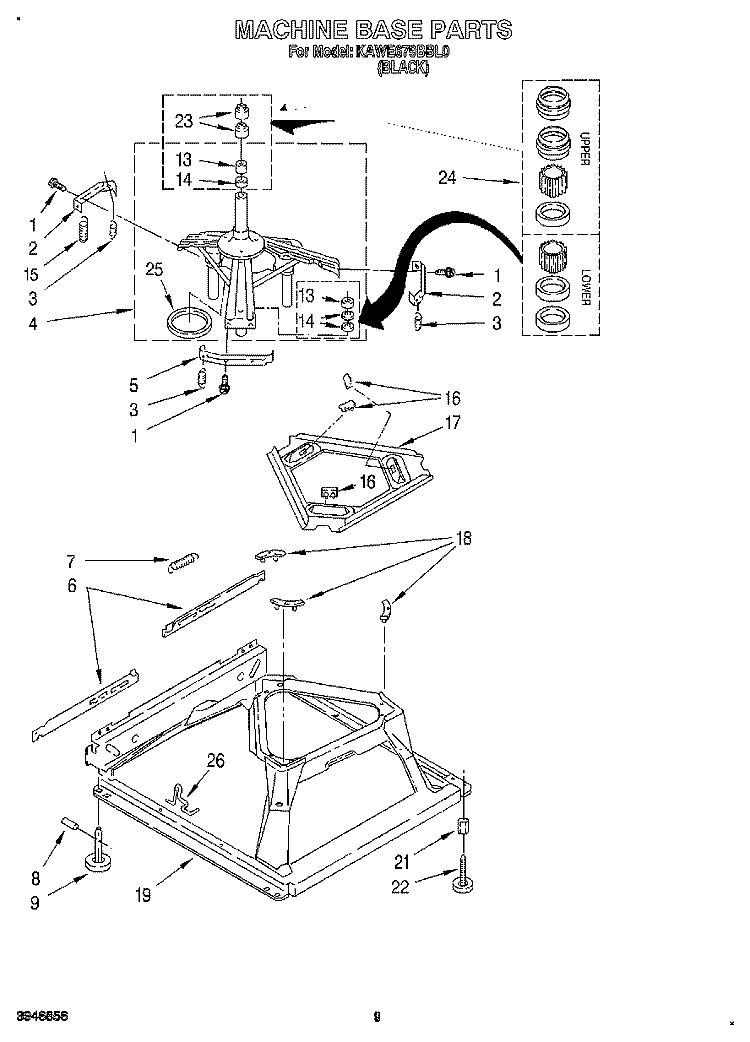 MACHINE BASE Diagram and Parts List for KAWE679BBL0  KitchenAid Washer