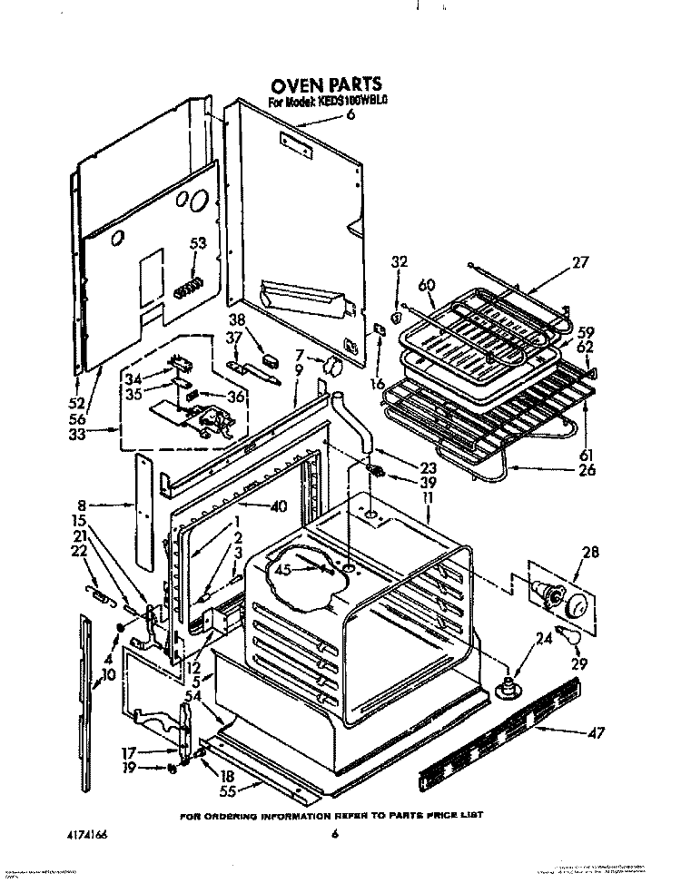 OVEN, LIT/OPTIONAL Diagram and Parts List for KEDS100WWH0  KitchenAid Range