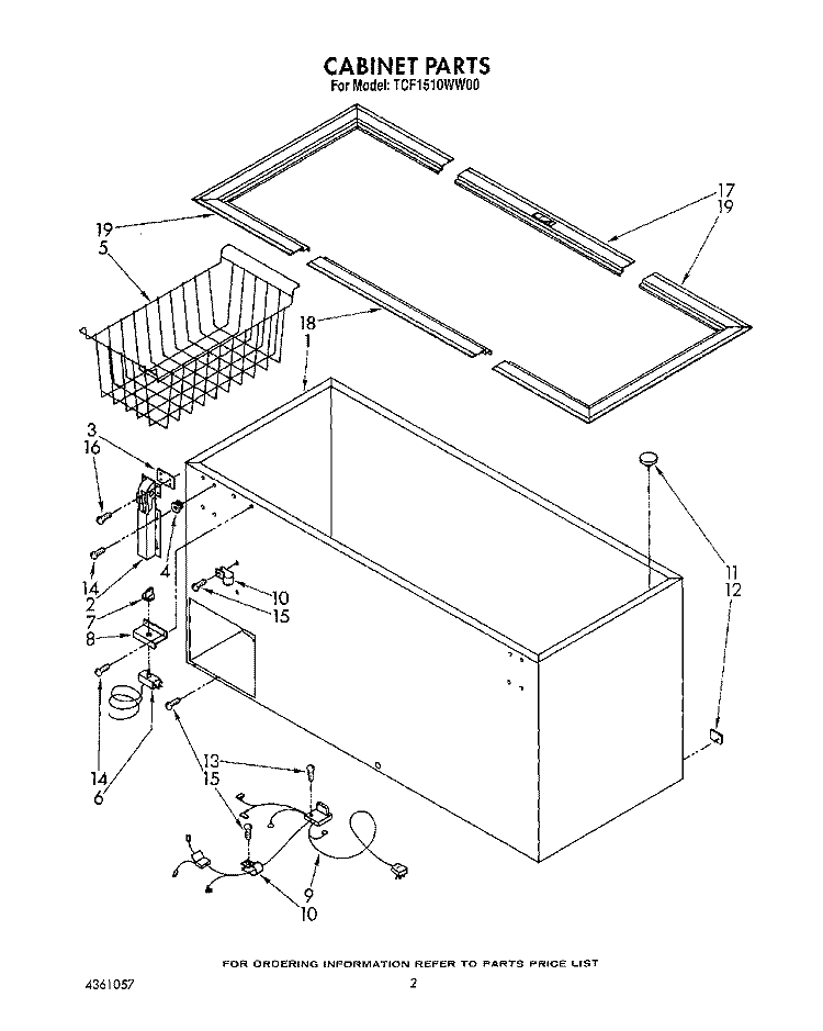 SECTION Diagram and Parts List for TCF1510WW00  Whirlpool Freezer