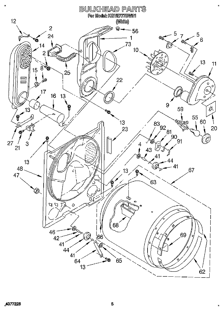 BULKHEAD Diagram and Parts List for KGYE777BWH1  KitchenAid Dryer