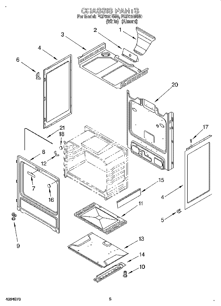 CHASSIS Diagram and Parts List for FGP310EN0  Roper Range
