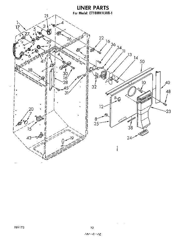 LINER , NOT ILLUSTRATED AND OPTIONAL Diagram and Parts List for ET18MK1LWR1  Whirlpool Refrigerator
