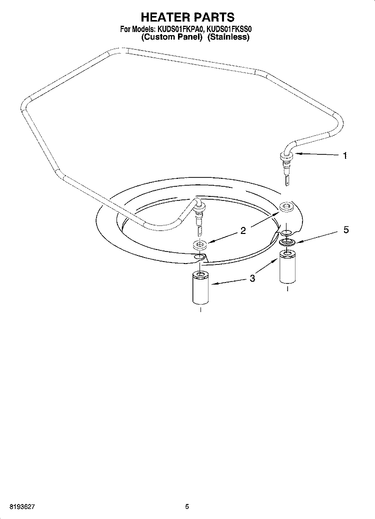 HEATER PARTS Diagram and Parts List for KUDS01FKSS0  KitchenAid Dishwasher