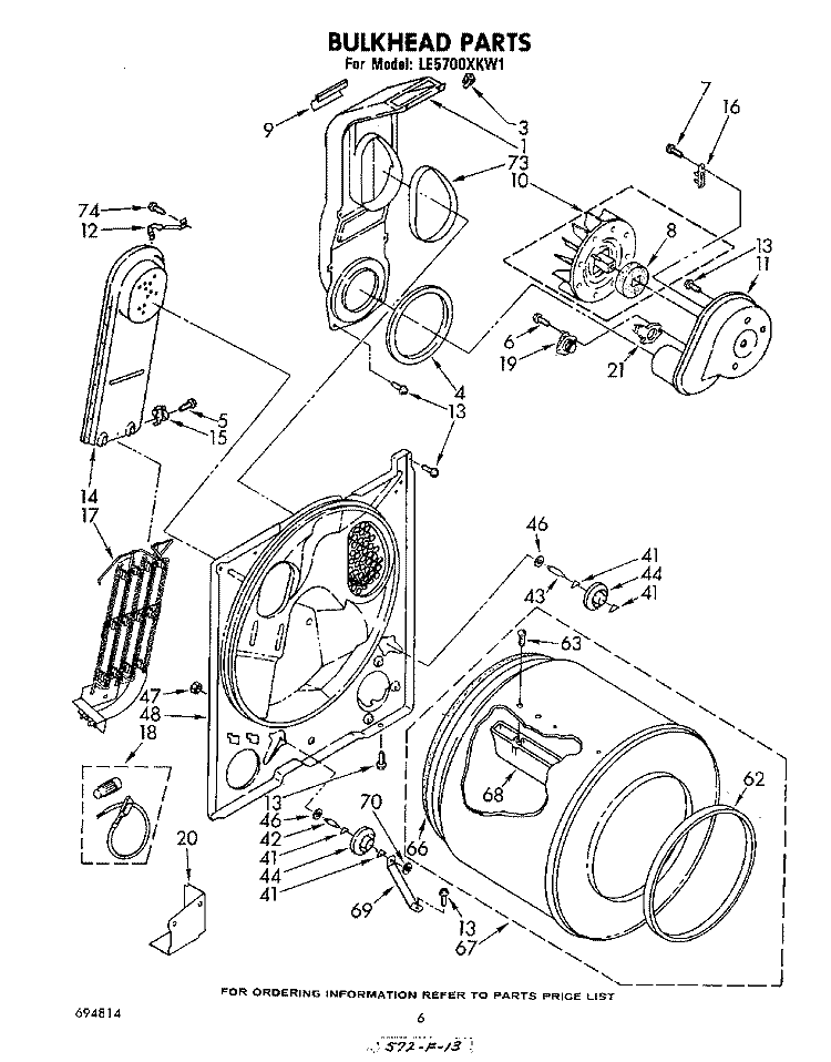 SECTION Diagram and Parts List for LE5700XKW1  Whirlpool Dryer
