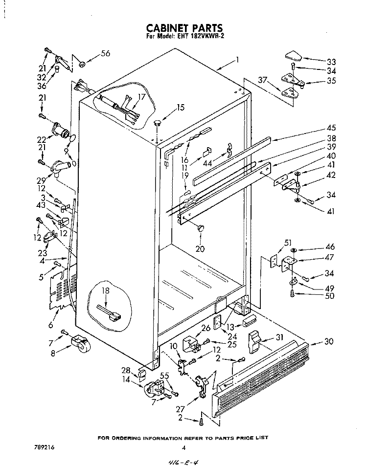 CABINET Diagram and Parts List for EHT182VKWR2  Whirlpool Refrigerator