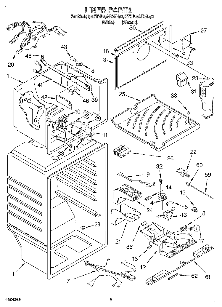 LINER Diagram and Parts List for KTRP20MDWH04  Whirlpool Refrigerator