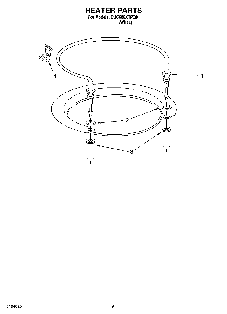 HEATER PARTS Diagram and Parts List for DUC600XTPQ0  Whirlpool Dishwasher