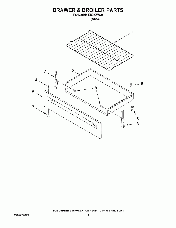 DRAWER & BROILER PARTS Diagram and Parts List for IER320WW0  Inglis Range