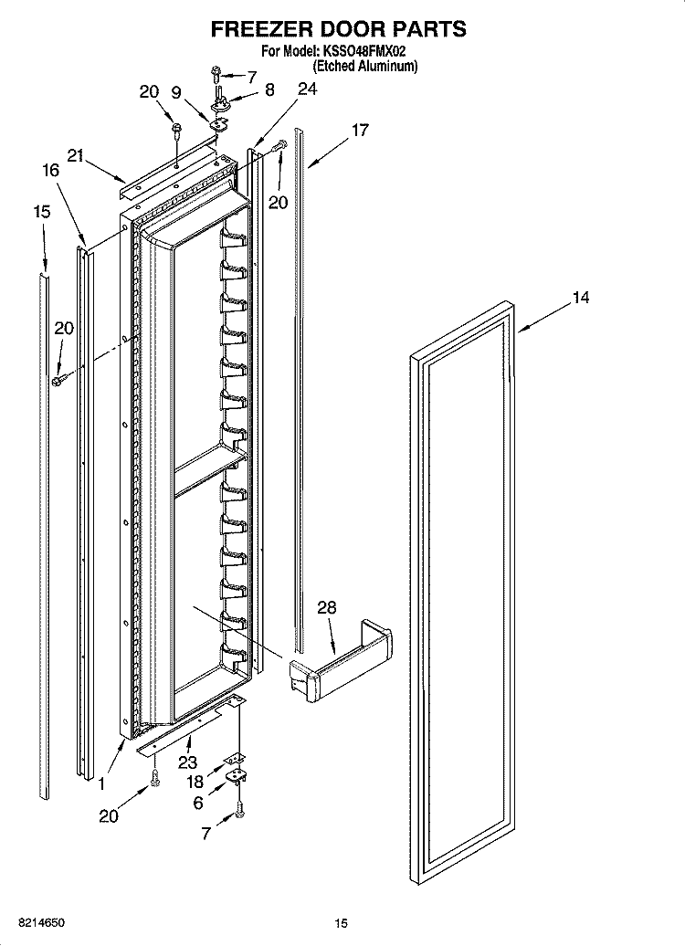 FREEZER DOOR PARTS Diagram and Parts List for KSSO48FMX02  KitchenAid Refrigerator