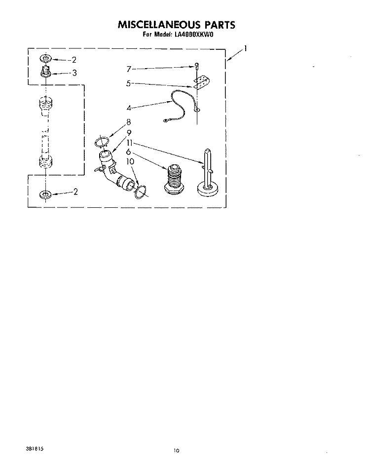 MISCELLANEOUS, LIT/OPTIONAL Diagram and Parts List for LA4000XKW0  Whirlpool Washer