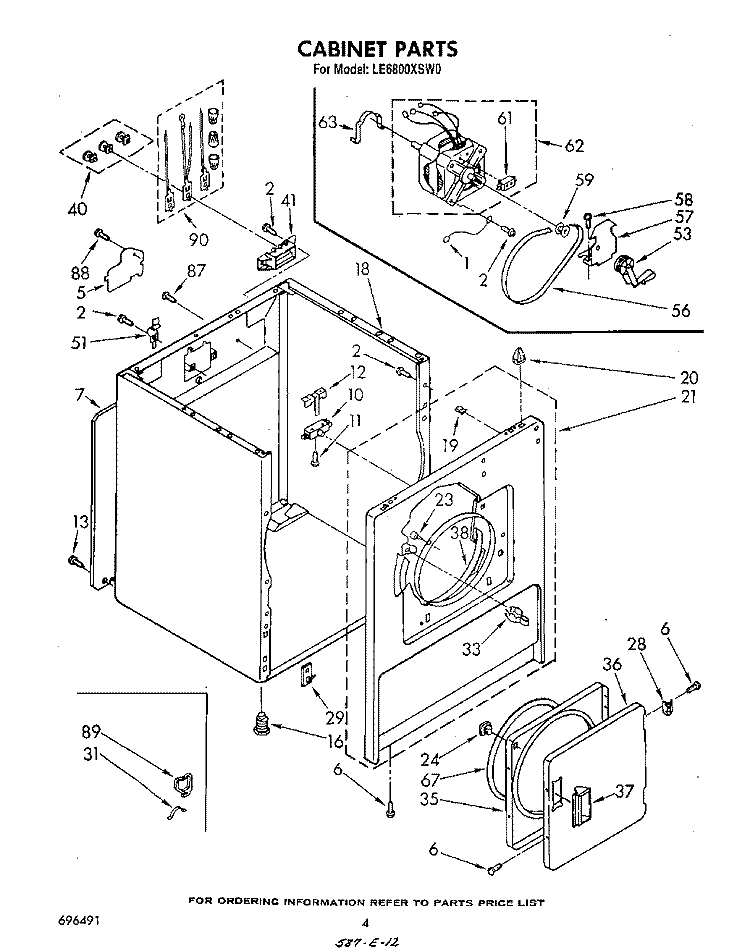 SECTION Diagram and Parts List for LE6800XSW0  Whirlpool Dryer
