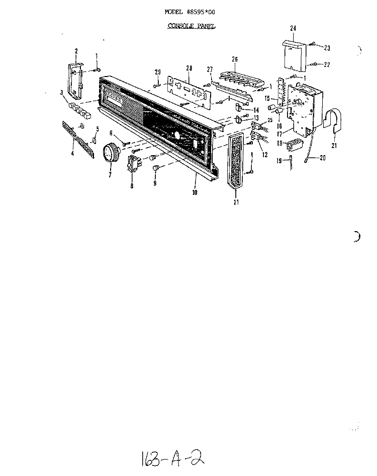 CONSOLE PANEL Diagram and Parts List for 8595W00  Roper Dishwasher