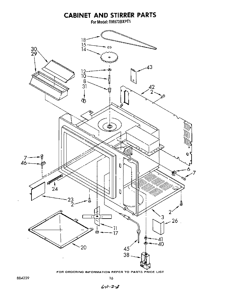 CABINET AND STIRRER, LITERATURE Diagram and Parts List for RM973BXPT1  Whirlpool Microwave Oven Combo
