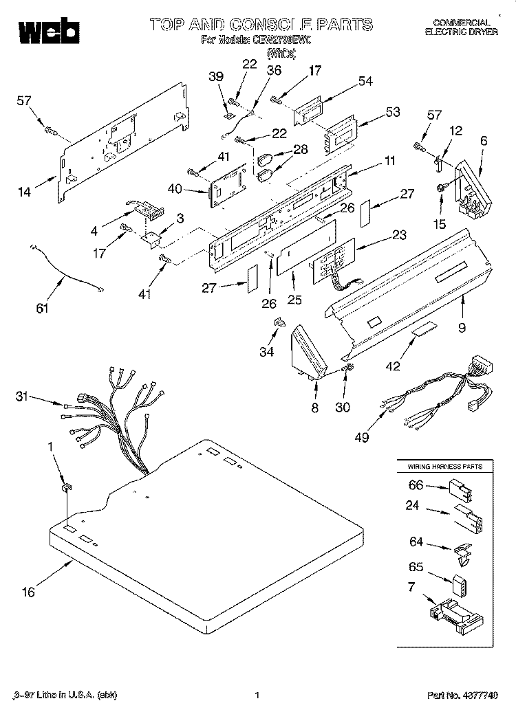 SECTION Diagram and Parts List for CEW2790EW0  Whirlpool Dryer