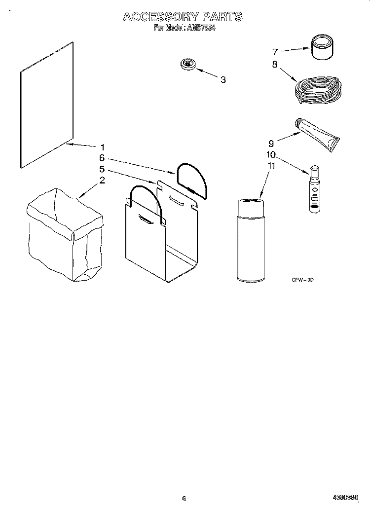 ACCESSORY Diagram and Parts List for AMB7554  Whirlpool Trash Compactor