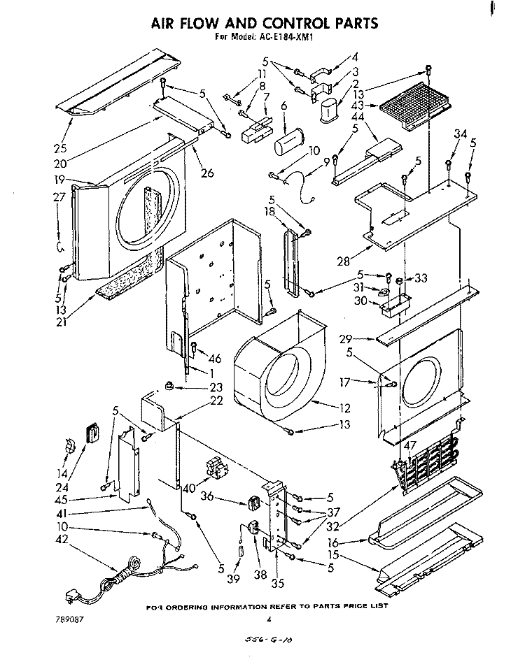 AIR FLOW AND CONTROL , LIT/OPTIONAL Diagram and Parts List for ACE184XM1  Whirlpool Air Conditioner