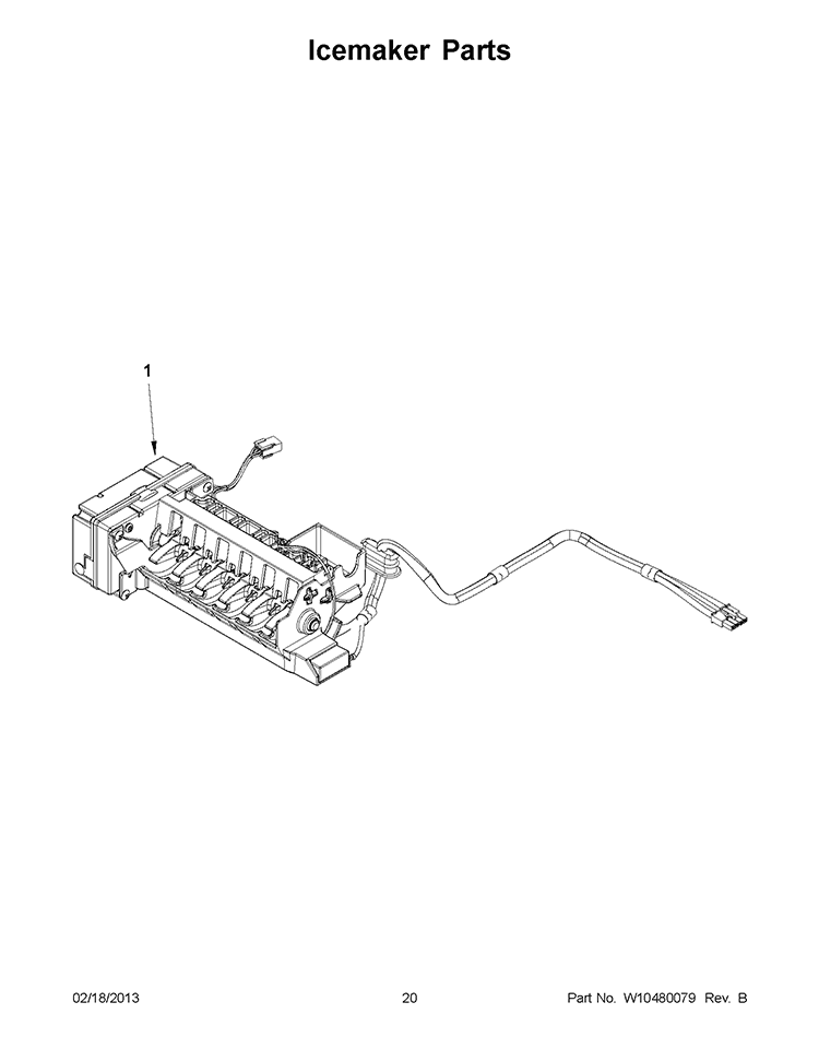 Icemaker Parts Diagram and Parts List for WRF990SLAB00  Whirlpool Refrigerator