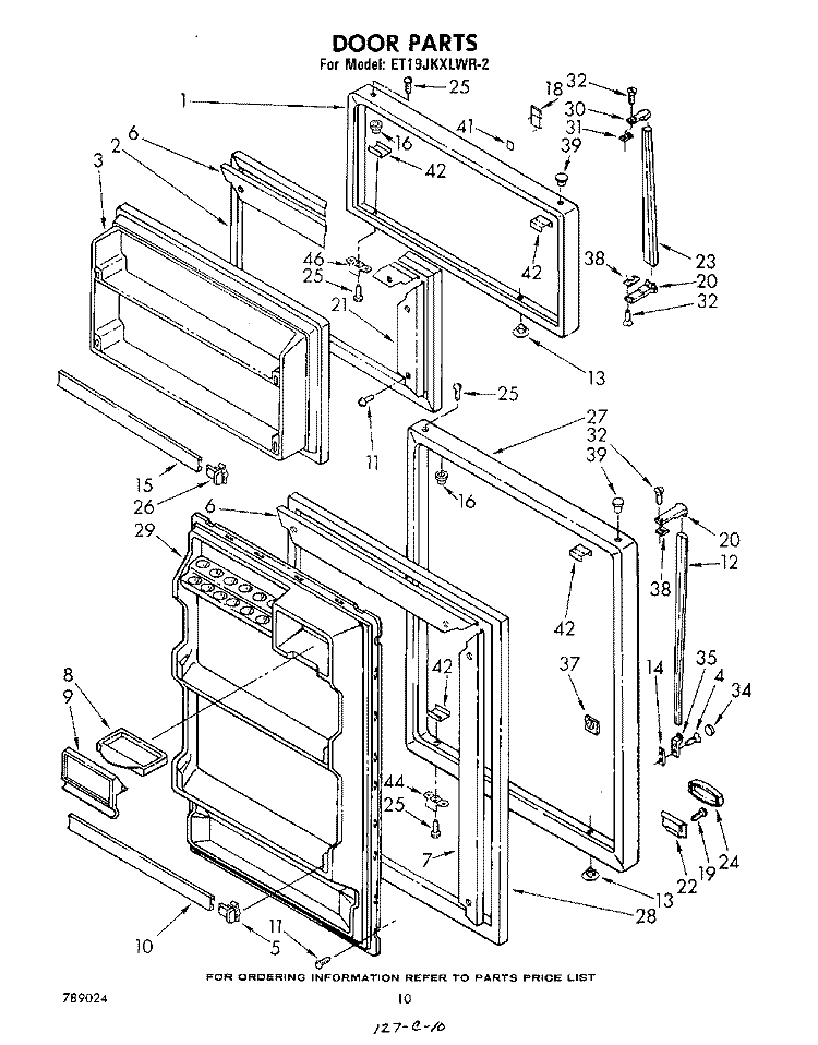 DOOR , LIT/OPTIONAL Diagram and Parts List for ET19JKXLWR2  Whirlpool Refrigerator