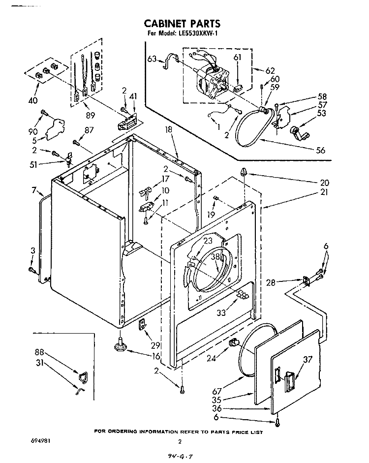 SECTION Diagram and Parts List for LE5530XKW1  Whirlpool Dryer