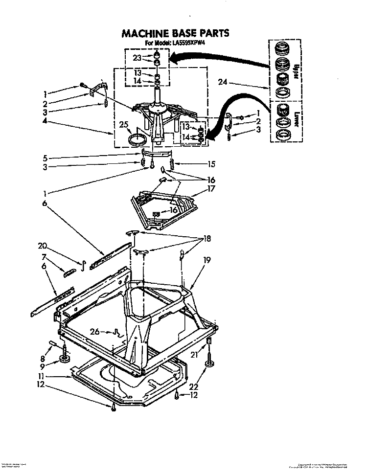 MACHINE BASE Diagram and Parts List for LA5599XPW4  Whirlpool Washer