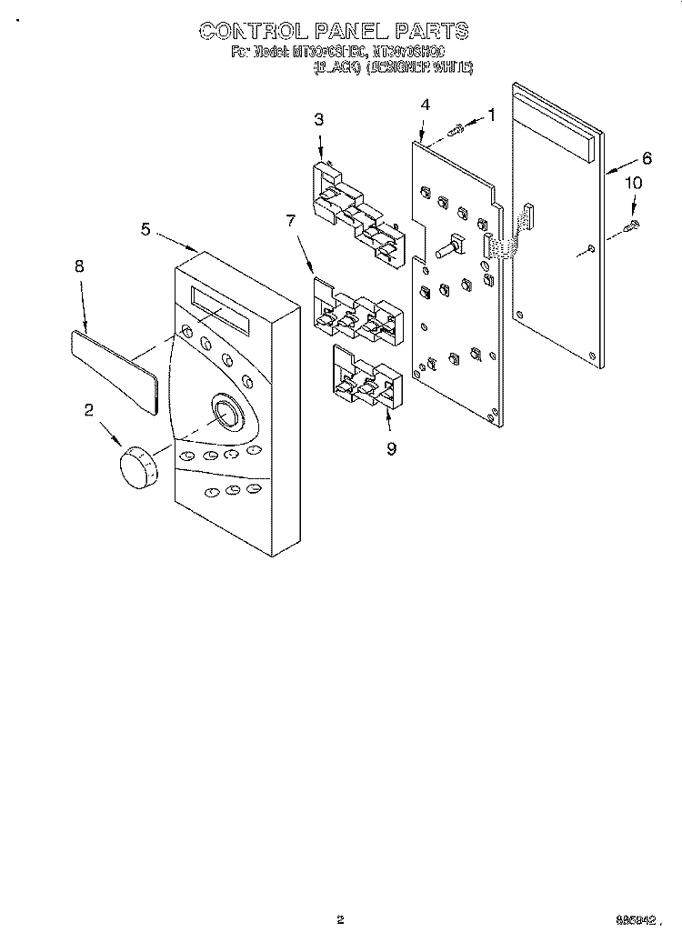 CONTROL PANEL Diagram and Parts List for MT3070SHB0  Whirlpool Microwave