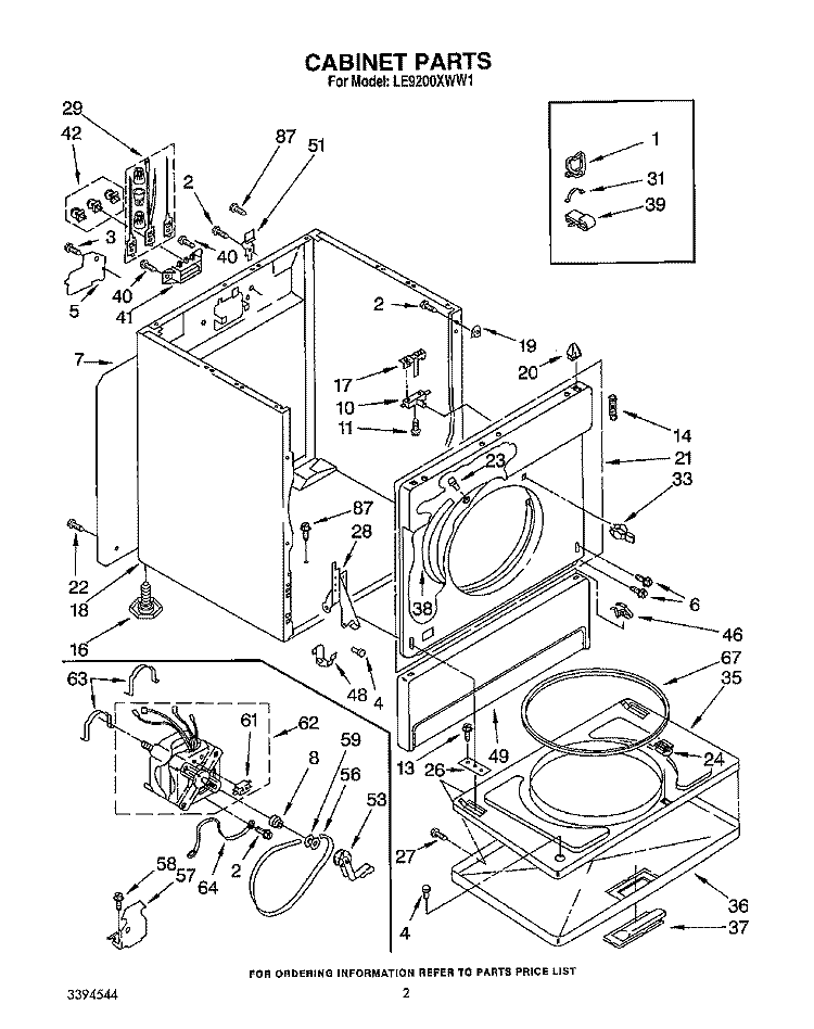 SECTION Diagram and Parts List for LE9200XWW1  Whirlpool Dryer