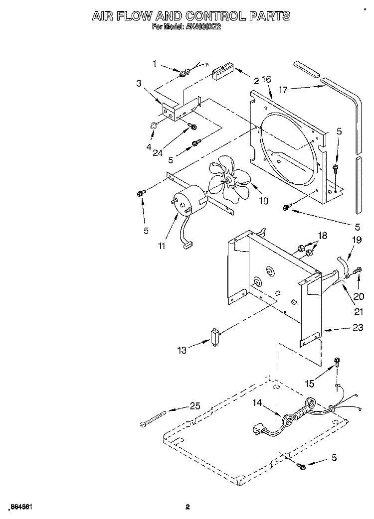 SECTION Diagram and Parts List for AK4000XZ2  Whirlpool Dehumidifier