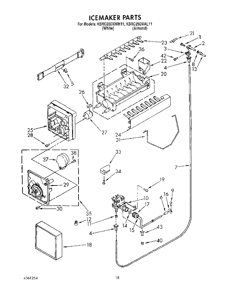 ICEMAKER, LIT/OPTIONAL Diagram and Parts List for KSRC25DXAL11  KitchenAid Refrigerator