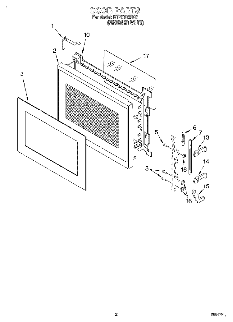 DOOR Diagram and Parts List for MT7070XDQ0  Whirlpool Microwave