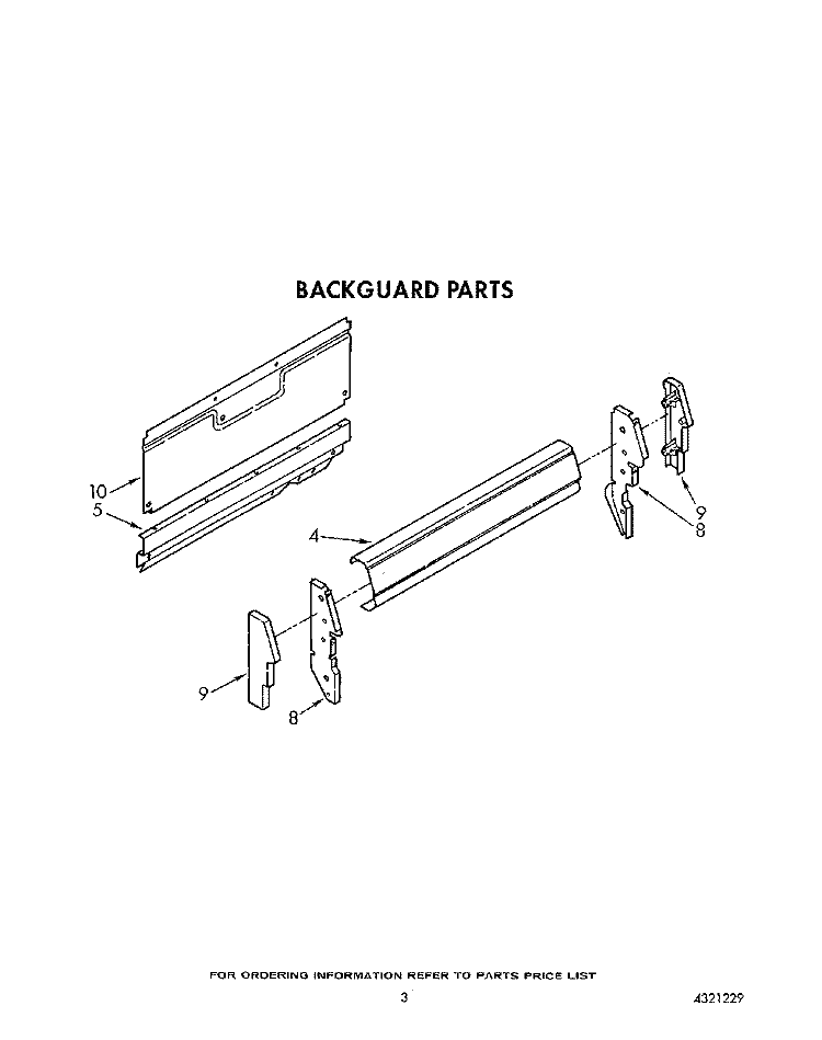 BACKGUARD Diagram and Parts List for FGP325VW1  Roper Range