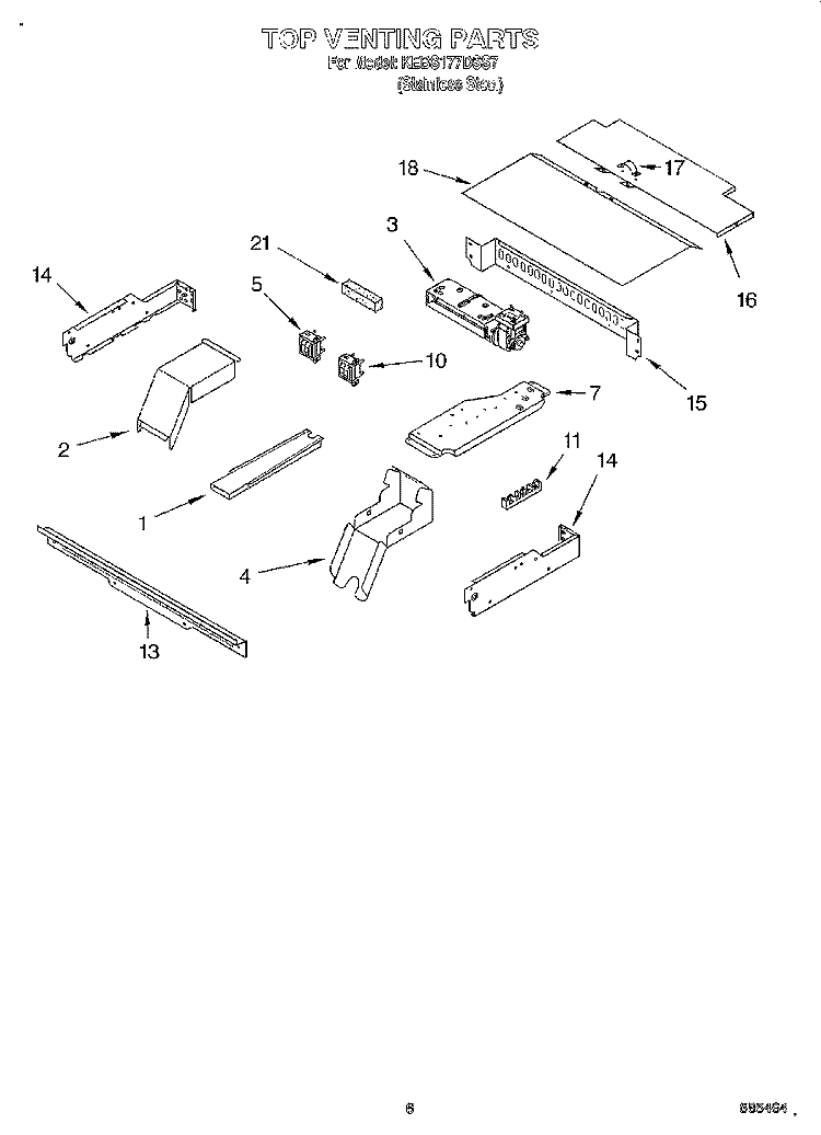 TOP VENTING, OPTIONAL Diagram and Parts List for KEBS177DSS7  KitchenAid Wall Oven