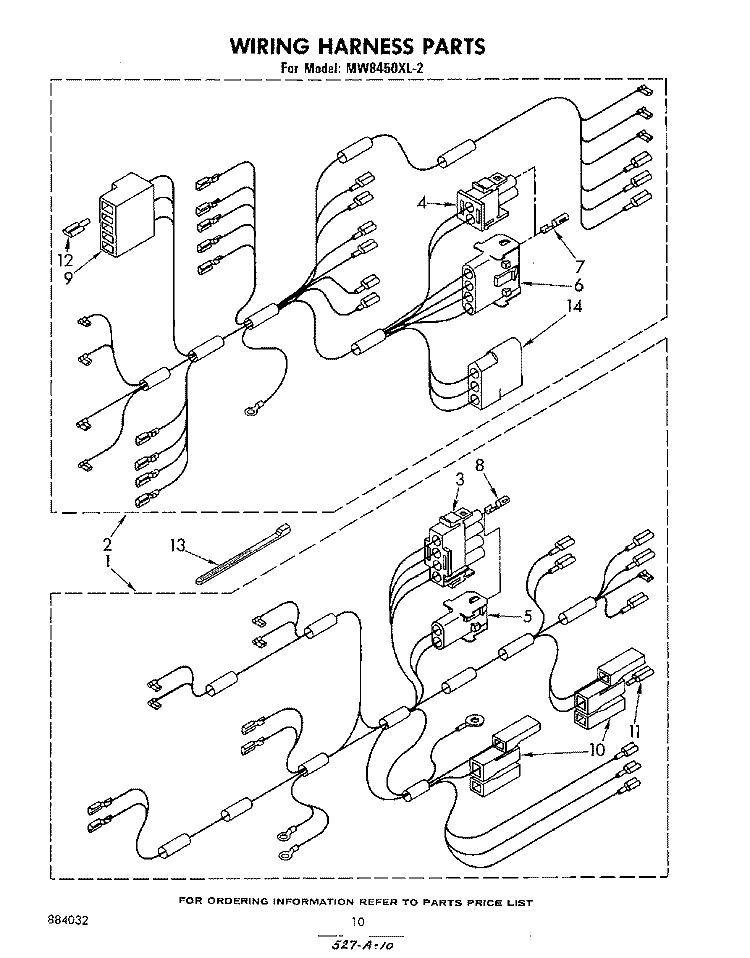 WIRING HARNESS , LIT/OPTIONAL Diagram and Parts List for MW8450XL2  Whirlpool Microwave
