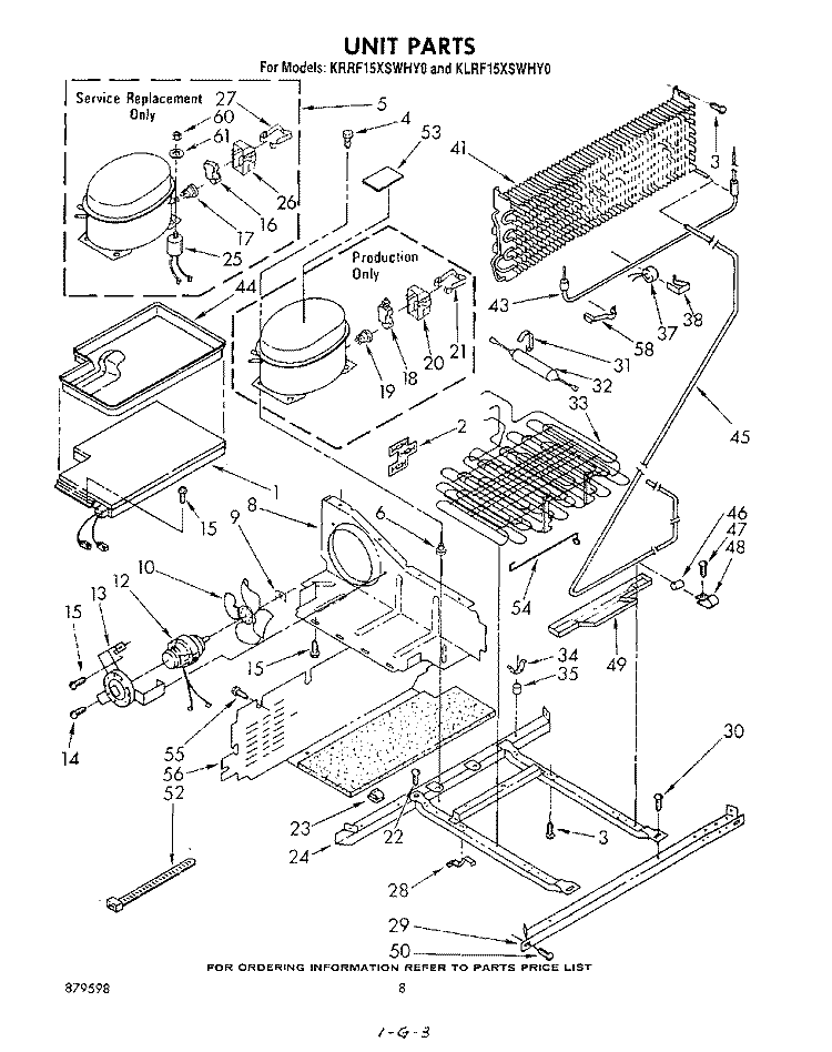 UNIT Diagram and Parts List for KRRF15XSWHY0  KitchenAid Refrigerator