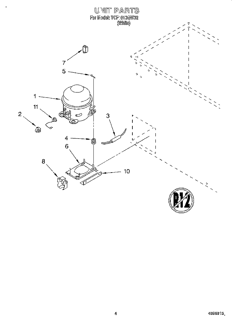 SECTION Diagram and Parts List for TCF1010GW02  Whirlpool Freezer