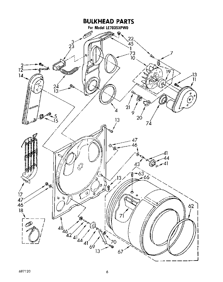 SECTION Diagram and Parts List for LE7005XPW0  Whirlpool Dryer