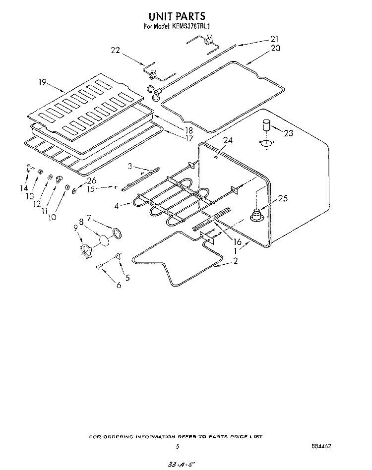 UNIT Diagram and Parts List for KEMS376TBL1  KitchenAid Microwave Oven Combo