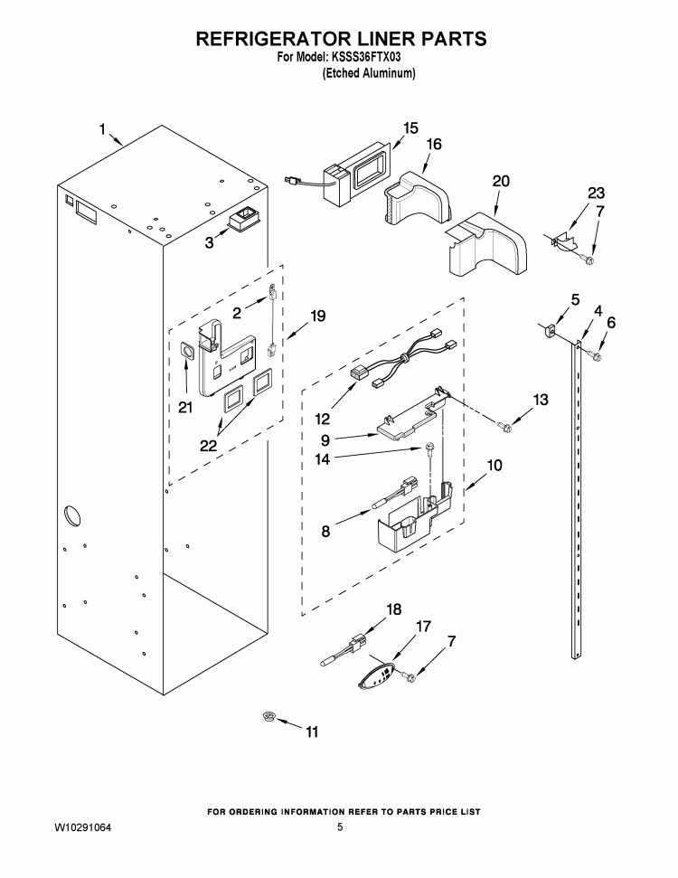 REFRIGERATOR LINER PARTS Diagram and Parts List for KSSS36FTX03  KitchenAid Refrigerator